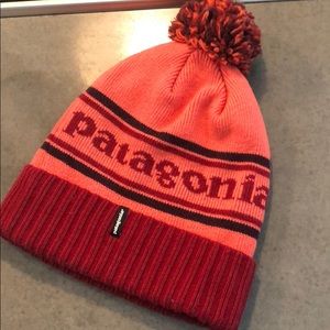Patagonia pink and red woven beanie